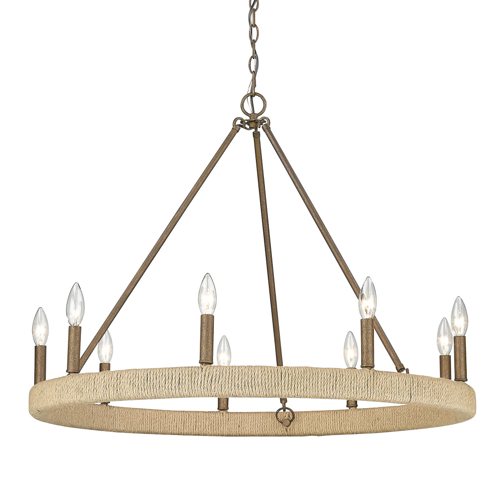 Wry Lighting Yates 9-light Chandelier in Burnished Chestnut